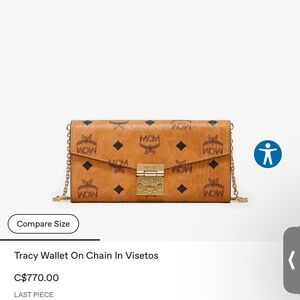 MCM Visetos Wallet-On-Chain in Cognac with Gold Hardware